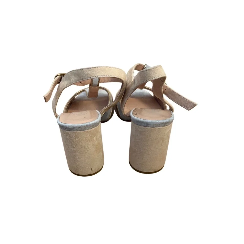 Jennifer Tattanelli Firenze Brook Aurora Suede T-Strap Mary Jane Block Heel 37‎